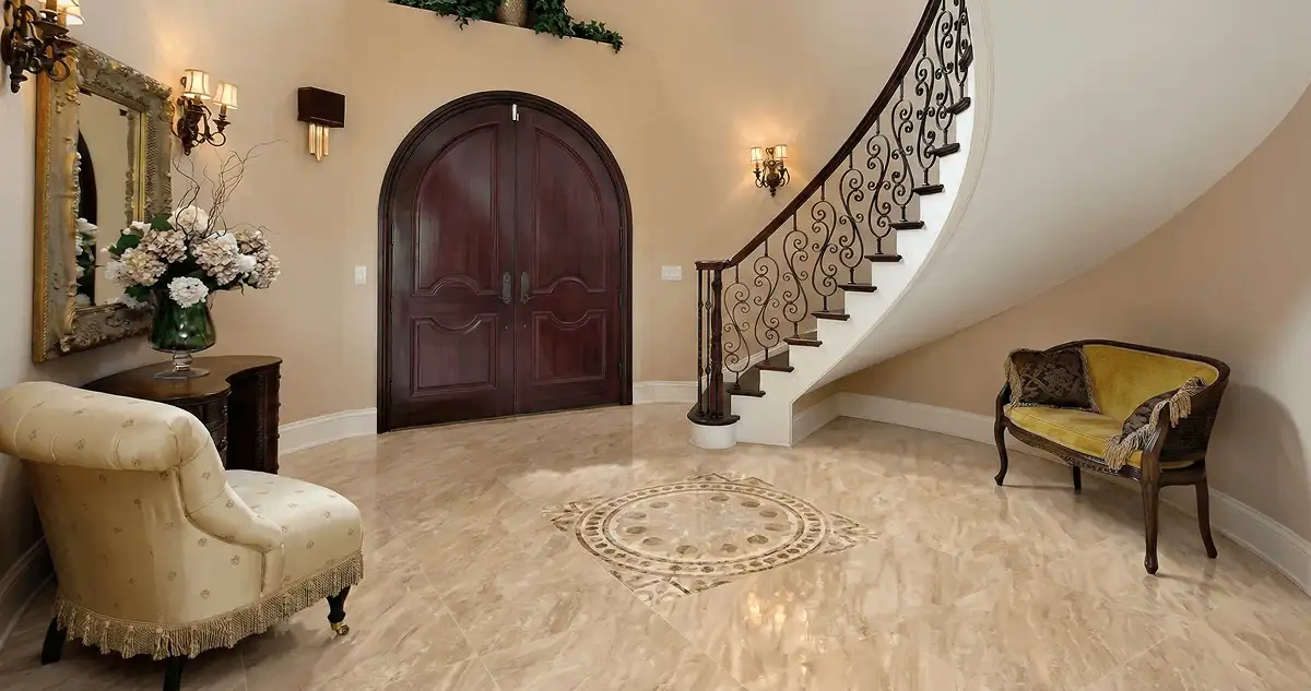 Entrance hall with professionally installed ceramic tile flooring in Austin TX