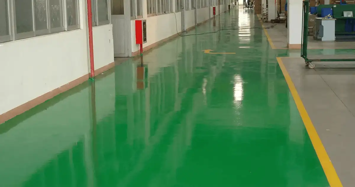 A factory floor professionally covered and marked with epoxy flooring in Austin, TX