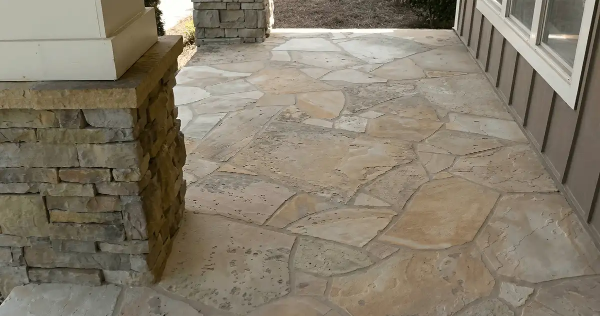 House entrance with professionally installed stone flooring in Austin TX